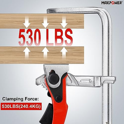 MAXPOWER Ratcheting Table Clamp, 7 7/8" Capacity, 530 LBS, Quick Release - size: 7 ⁷/₈" Ratcheting