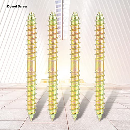 Double Ended Self-Tapping Dowel Screws, 10 Pack 60mm Zinc Plated Wood Screws for Furniture, Woodworking Joint Connector Bolts