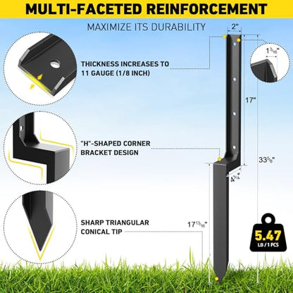 BAVNNRO 8PCS Fence Post Repair Kit, Heavy Duty Fence Post Repair Stakes, Anchor Ground Spike for Fix Broken Wooden Support - style: 8PCS