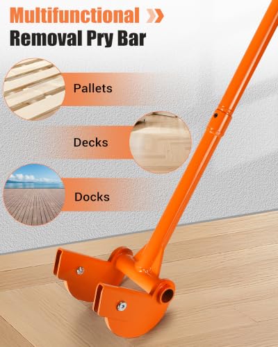 AugFir Non-Damaging Wooden Pallet Buster, Heavy Duty Deck Board Removal Tool with Articulating Pivot-action Head Design, for Deck, Pallet, Wood Board Removal Without Lower Back & Knee Pain (48 inches) - size: 48 inches