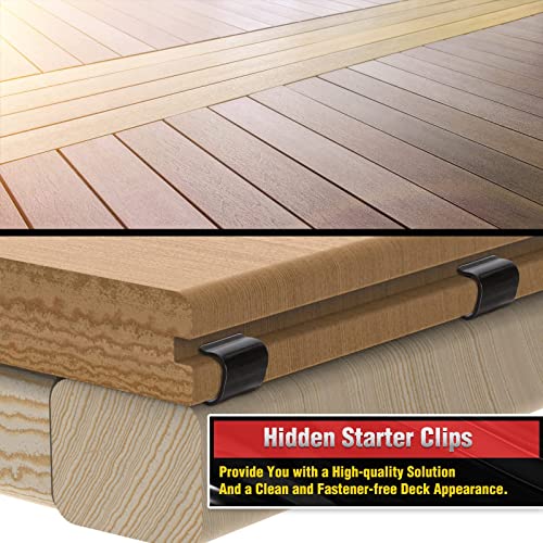 Start Clips, Hidden Deck Starter Clips for Composite Decking, Hidden Fasteners Starter Clips with Decking Screws, 36 Pack, Black