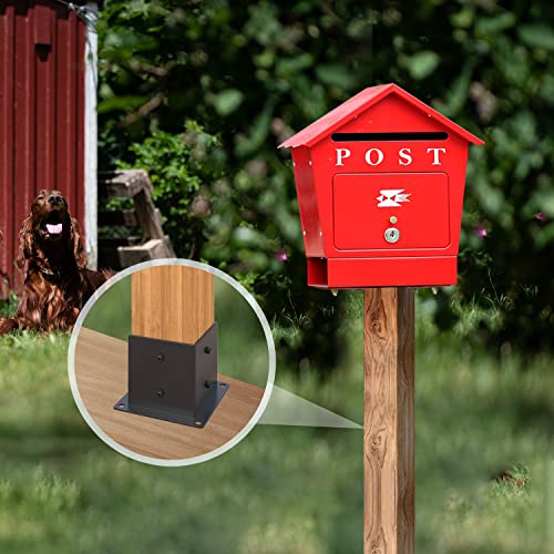 6×6 Post Base 4 Pcs,Deck Post Brackets,Inner Size 5.5"x5.5" Thick Steel Fence Post Anchor Base,Black Powder Coated Heavy Fence Post,for Supports Porch Railing Post Holders Pergola Brackets - size: 4 Pack Post Base 6x6"