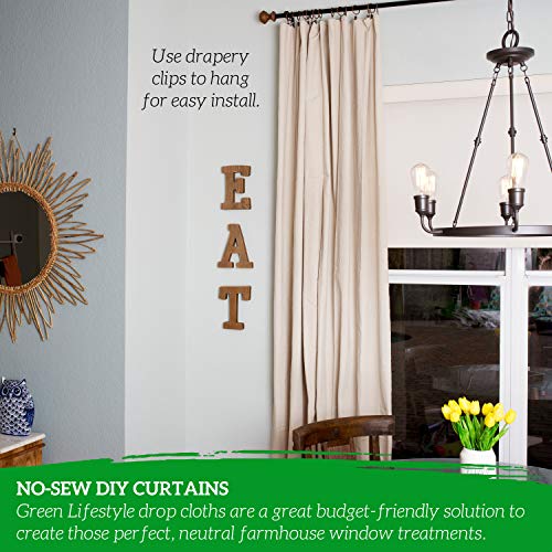 GREEN LIFESTYLE All Purpose Canvas Drop Cloths - Drop Cloth for Painting, Floor Cover, Heavy Duty Protection for Furniture & Surfaces, Reusable Painters Canvas Tarp for Renovation & Home (5x20) - size: 5x20