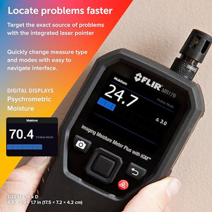 FLIR MR176 - Thermal Imaging Moisture Meter - with IGM (Infrared Guided Measurement), Replaceable Hygrometer, Pin and Pinless - style: MR176
