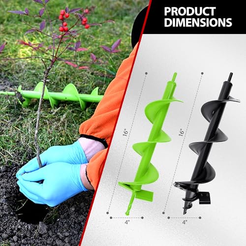 MAZING 16" x 4" Upgraded Spiral Auger Drill Bit for Planting, 2Pc Heavy Duty Garden Auger Bit, Bulb Planter Tool for Post Hole Digger Plant Flower Bedding Digging - size: 2 PCS