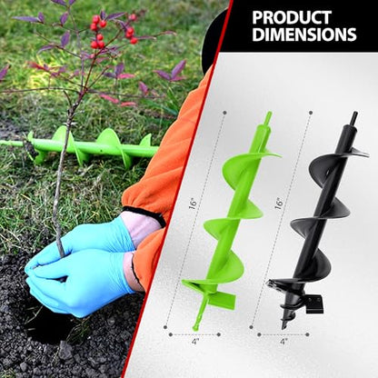 MAZING 16" x 4" Upgraded Spiral Auger Drill Bit for Planting, 2Pc Heavy Duty Garden Auger Bit, Bulb Planter Tool for Post Hole Digger Plant Flower Bedding Digging - size: 2 PCS