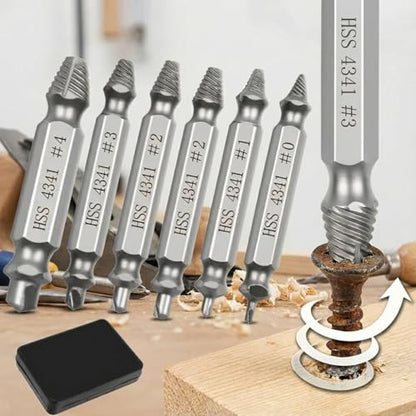 Generic 6pcs Damaged Screw Extractor Set, Drill Bit Tools for Easy Removal of Rusty Broken Screws, Nuts & Bolts, Silver-6pcs - color: Silver