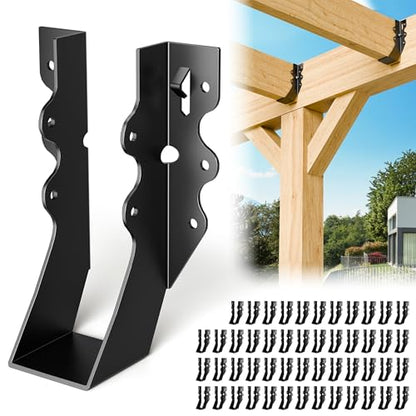 25 Pcs Black 2x6 Joist Hanger,LU26 18 Gauge Double Shear Face Mount Joist Hanger,Hurricane Ties for Rafters Tie Brackets Great for Floor Deck and Ceiling Joists - size: 25Pcs 2x6, style: Black