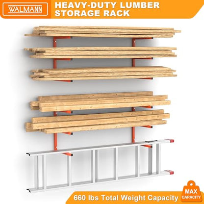 WALMANN Garage Wall Mounted Lumber Storage Rack, Overhead Lumber Racks - style: 1 Pair