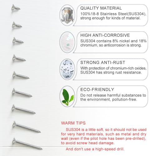 235PCS Wood Screws Assortment Kit, #8 Self Tapping Screw Set (9 Sizes) - size: SS304 M4.2
