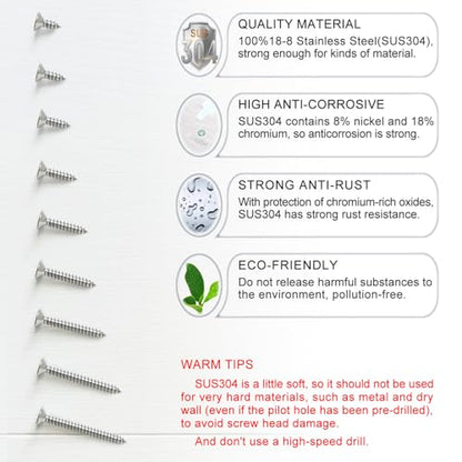 235PCS Wood Screws Assortment Kit, #8 Self Tapping Screw Set (9 Sizes) - size: SS304 M4.2
