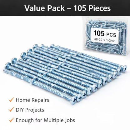 105 Pack #8-32 x 1-3/4" Breakaway Truss Head Cabinet Screws - color: Blue