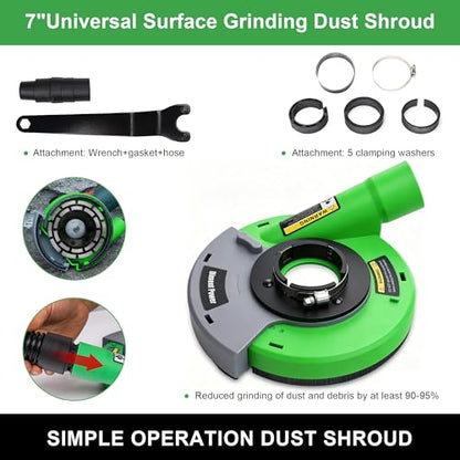 Universal Surface Grinding Dust Shroud for Angle Grinder 7-Inch. Collect Grinding Dust-Stone, Cement, Marble, Rock,Granite, Concrete - style: 7 in dust shroud