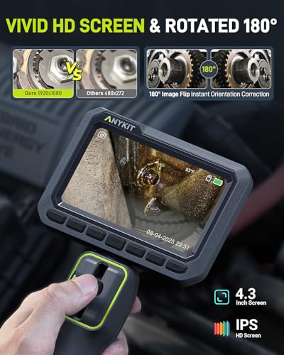 Anykit 210° Two-Way Articulating Borescope, 0.22in Slim Probe Endoscope