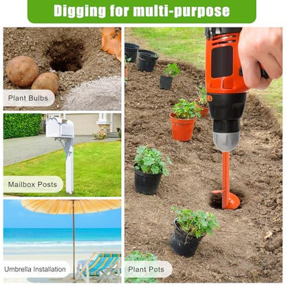 Insaga Auger Drill Bit for Planting, 3.5''x16'' Garden Earth Auger with Self-Tapping Screw, 3MM Heavy Duty Spiral Drill Planting Bit, for Bulbs Flowers Plants Post Hole Digger - size: 3.5x16''