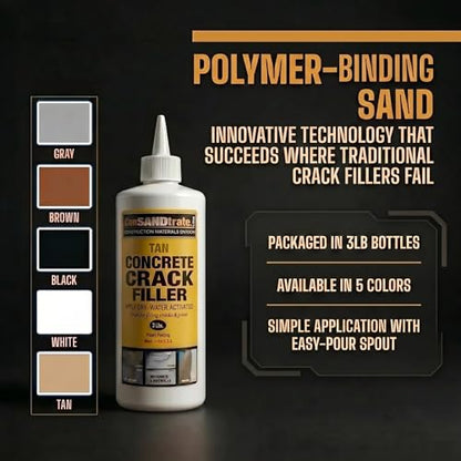 ConSandtrate Concrete Crack Filler - Brown - 3 lb. (Single Bottle) for Filling in Concrete Cracks on driveways, walkways and patios. - color: Brown