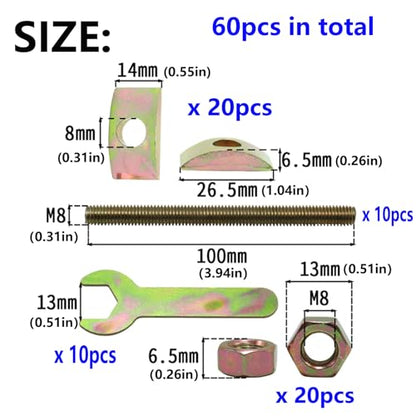Semetall 10 Sets Countertop Connector Bolts