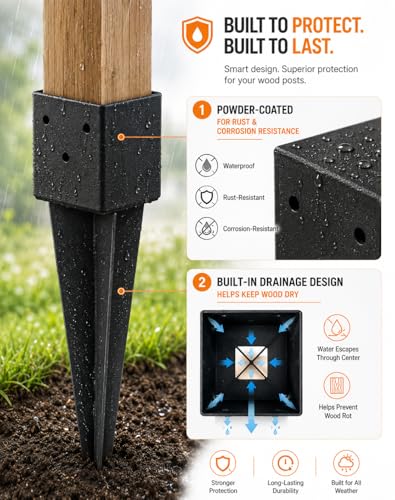 4x4 Post Anchor Ground Spikes, 4-Pack, 16 in, Black - color: 4''X4''--4 Pack
