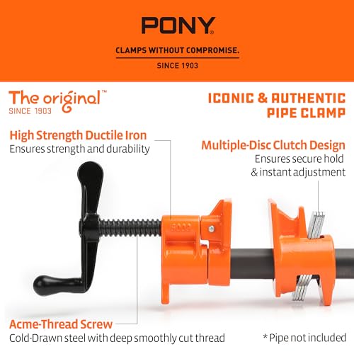 PONY the Original 2-Pack 50 Pipe Clamp Fixture for 3/4 Inch Black Pipe