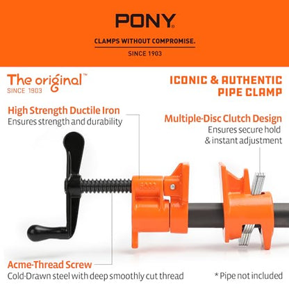 PONY the Original 2-Pack 50 Pipe Clamp Fixture for 3/4 Inch Black Pipe