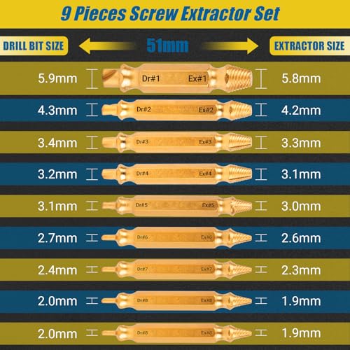 10 PCS Damaged Screw Extractor Set, Gifts for Men - size: 10 Pieces