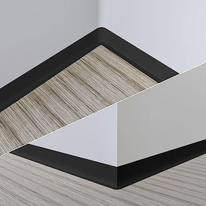 Duzzy Flexible Baseboard Molding Trim, 5 Inch(W) x 40 Feet(L) Peel and Stick Rubber Wall Trim Molding, Self-Adhesive Vinyl Wall Base Cove Base - color: Black, size: 5 Inch x 40 Feet