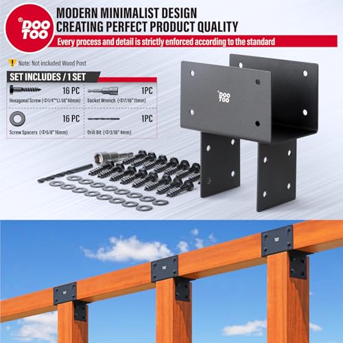 Stainless Steel Pergola Brackets, 4x4(Actual 3.5"x3.5") Post to Beam Bracket, Heavy Duty Post Cap Tie Bracket for Gazebos, Decks and Porches(4pcs-Black) - size: 4x4 (Actual 3.5"x3.5")