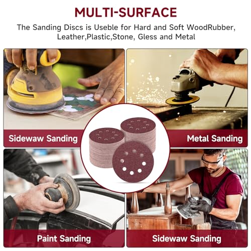 100PCS 5 Inch Sanding Discs 60 Grit Sandpaper for Orbital Sander - style: Aluminum oxide