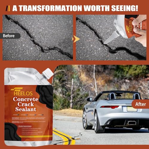 Concrete Crack Filler,2Pack High Elasticity Driveway Crack Filler,Self Leveling Waterproof Asphalt Crack Sealant Repair Sealer for Blacktop Concrete Cement - color: black