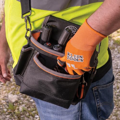 Klein Tools 60581 Work Gloves, Knit Dipped Cut Resistant ANSI A1 Nitrile Coated Gloves, Nylon-Spandex, Touchscreen Capable, Large, 2-Pair - size: Large, style: 2-pair Pack