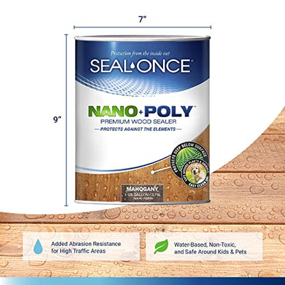 Seal-Once Nano+Poly Wood Sealer and Waterproofer, Mahogany, 1 Gallon - color: Mahogany, size: 1 Gallon