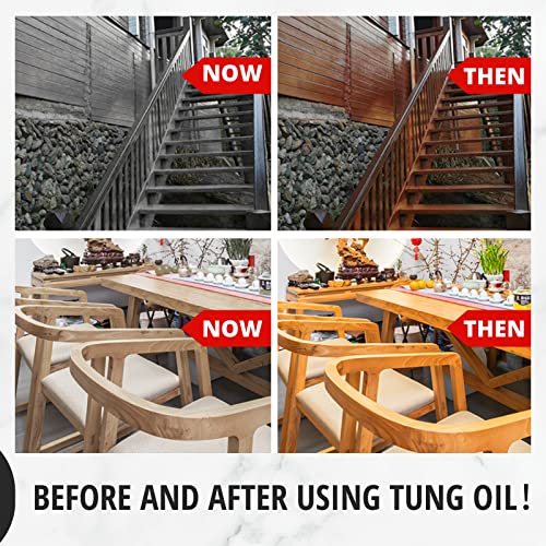 64oz 100% Pure Tung Oil with Brush, Food Safe Waterproof Low Odor - size: 64 Fl Oz