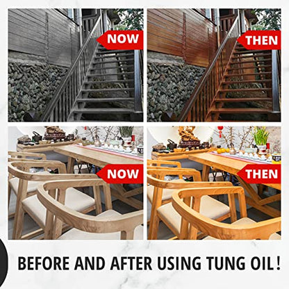 64oz 100% Pure Tung Oil with Brush, Food Safe Waterproof Low Odor - size: 64 Fl Oz