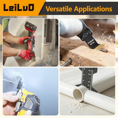 LEILUO 15Pcs Oscillating Tool Blades for Wood Metal, Multitool Blades Set