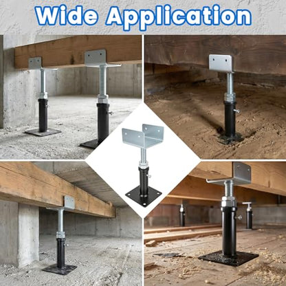 U-Shaped Adjustable Screw Jack U-Head, Fits 4x2, 4x4, 4x6 Joists, 6 inch - 8.5 inch Adjustment Range, 6000 Pounds Load Capacity, 2 Pack - size: 6" - 8.5"