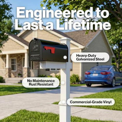 4Ever Products Richmond White Vinyl No-Dig Mailbox Post System with Stake - size: Standard