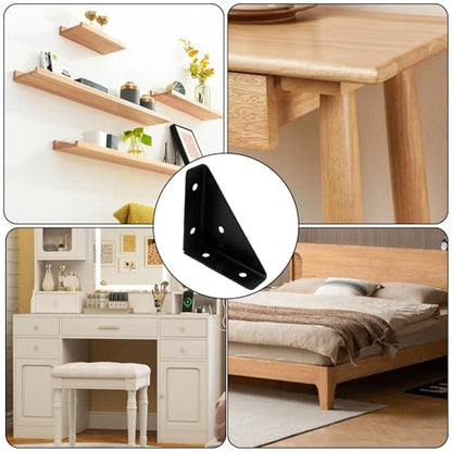 Dnyta 90 Degree Bracket Heavy Duty, 4 Pack Triangle Shelf Brackets, Black - style: 4pcs