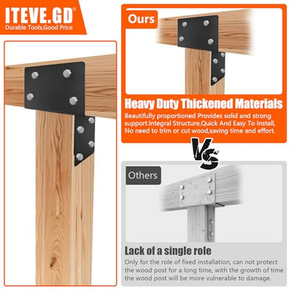 Post Cap Tie Bracket,Heavy Duty Wood Beam Support Bracket.Black T-Shape Pegola Braacket for Gazebos,Patio Decks,and Porches Wood Post to 6x6 or 6x8 Lumber - 1Pack - size: 6x8