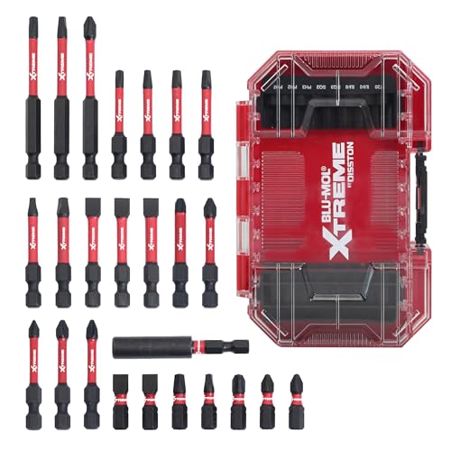Disston BluMol Extreme E0217059 25pc Impact Rated Bit Set 1" to 3" phillips, slotted, torx, and square with magnetic bit holder - style: 25pc Impact Bit Set