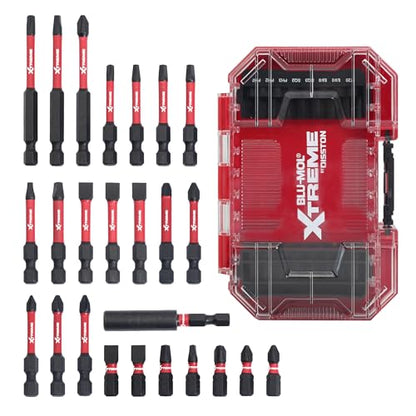Disston BluMol Extreme E0217059 25pc Impact Rated Bit Set 1" to 3" phillips, slotted, torx, and square with magnetic bit holder - style: 25pc Impact Bit Set