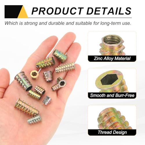 MECCANIXITY 28 Pcs Threaded Inserts for Wood, Zinc Alloy M8 Thread Inserts Nuts Hex Socket Drive Screw 30mm Length for Furniture, Cabinet, Tables and Chairs - size: M8x30mm