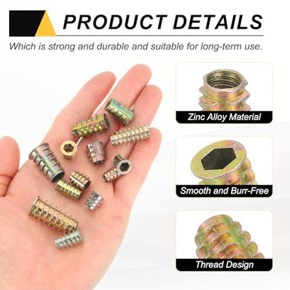 MECCANIXITY 28 Pcs Threaded Inserts for Wood, Zinc Alloy M8 Thread Inserts Nuts Hex Socket Drive Screw 30mm Length for Furniture, Cabinet, Tables and Chairs - size: M8x30mm