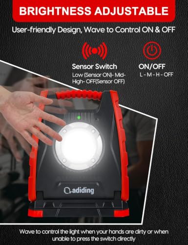 Adiding 4400mAh Rechargeable LED Work Light, Portable Underhood Work Lights - color: Red