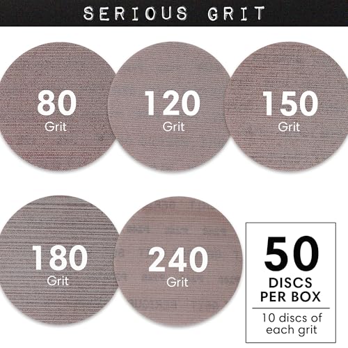 Serious Grit - 5-Inch Ceramic Mesh Discs - P80-240 Assortment - 50 Pack - style: Mixed Grit