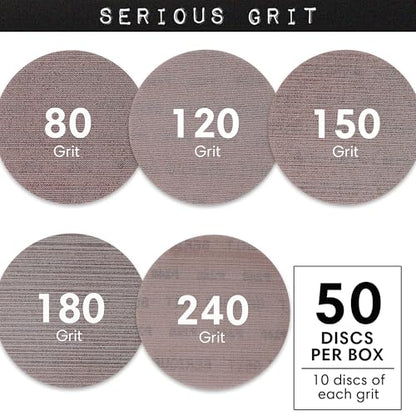 Serious Grit - 5-Inch Ceramic Mesh Discs - P80-240 Assortment - 50 Pack - style: Mixed Grit