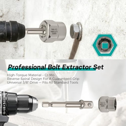 Bolt Extractor Kit & Screw Extractor Set, 40 Pcs - size: 40 Piece