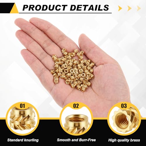 Yaocom 500 Pcs M3 Threaded Inserts M3 x D5 x L4 Heat Set Inserts - size: M3 X D5 X L4