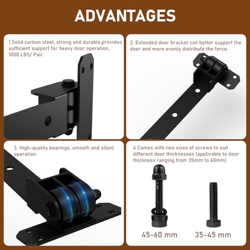 Heavy Duty Gate Hinges 1000 Lbs, 13” Bolt-On/Weld-On 180° Open Gate Hinges - size: 2 Pack