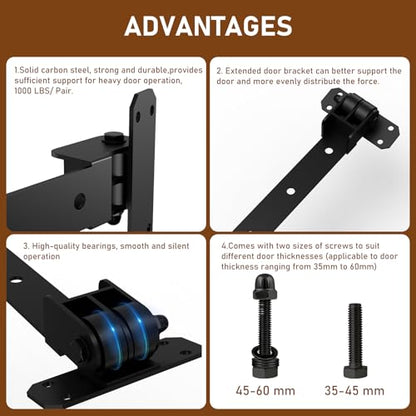 Heavy Duty Gate Hinges 1000 Lbs, 13” Bolt-On/Weld-On 180° Open Gate Hinges - size: 2 Pack