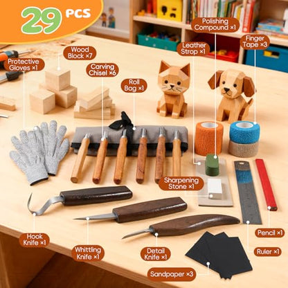 Housolution Wood Carving Kit with Carrying Bag, 30PCS Wood Carving Tools